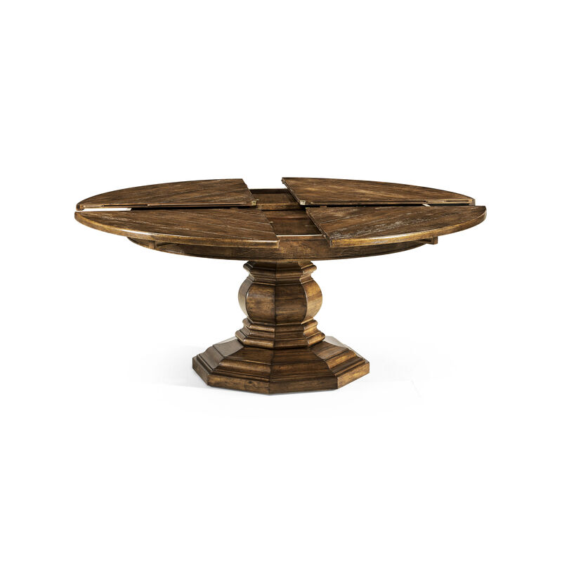 Country Walnut Round Extendable Dining Table