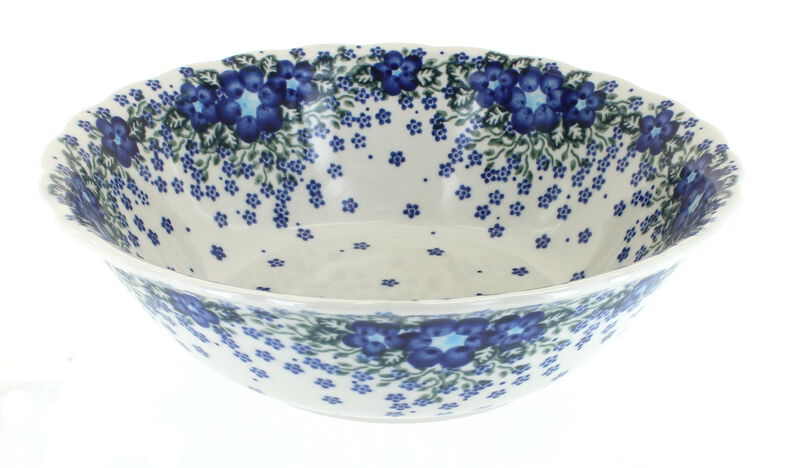 Blue Rose Polish Pottery Snowflake Friends Large Serving Bowl