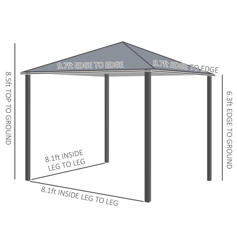 10'x10' Outdoor Patio Soft Top Canopy Gazebo Tent w/ Side Curtains, Dark Grey