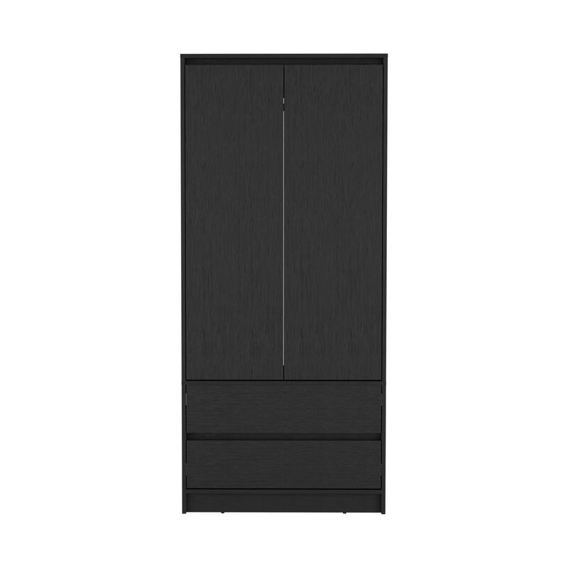 DEPOT E-SHOP Palmer 2 Drawers Armoire, Wardrobe Closet with Hanging Rod, Black