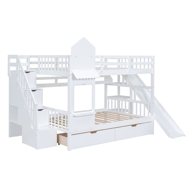 Merax Castle Bunk Bed with 2 Drawers