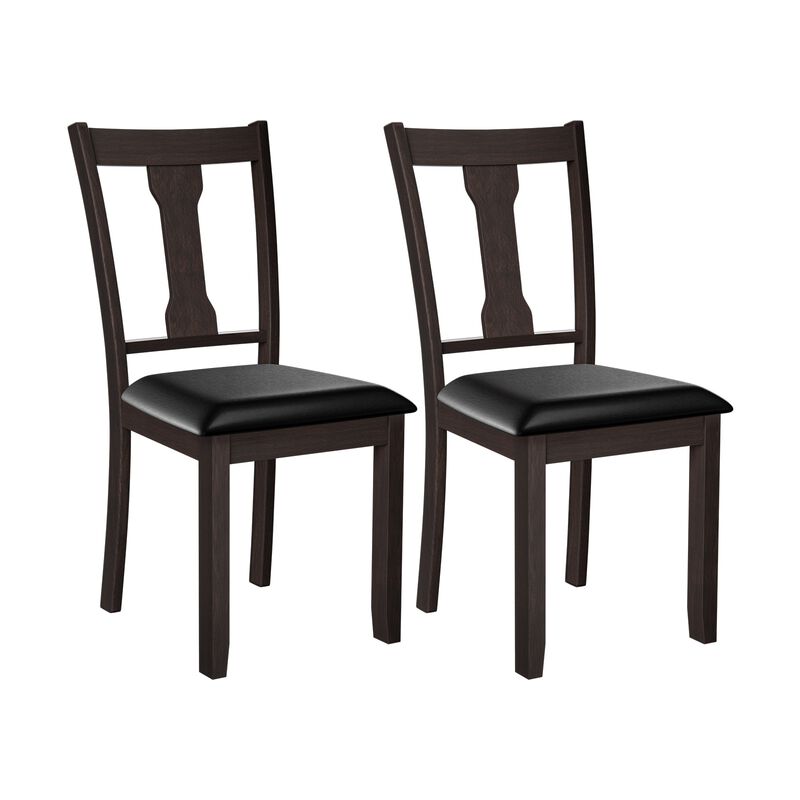 Set of 2 Dining Room Chair with Rubber Wood Frame and Upholstered Padded Seat