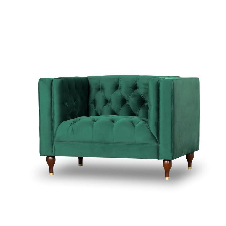 Ashcroft Furniture Co Evelyn Mid-Century Modern Tufted Back Velvet Lounge Chair