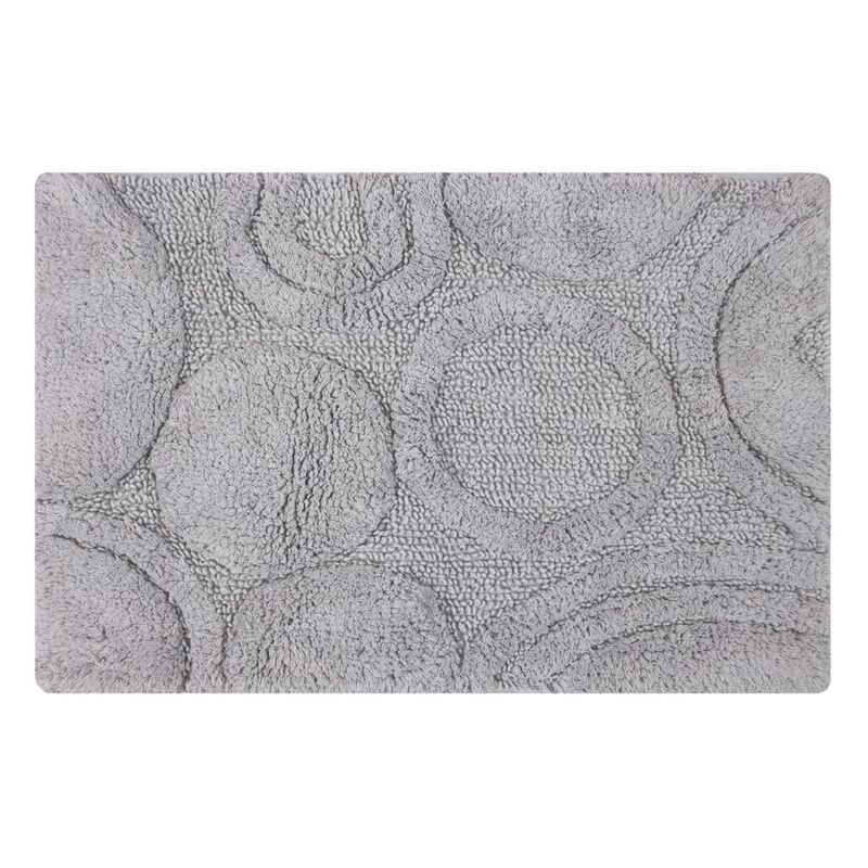 Knightsbridge Orbit Bath Rug Cotton Non Skid Back - 17x24", Silver