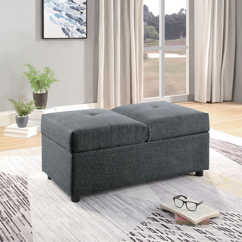 Stylish Gray Storage Ottoman Chair for Living Room