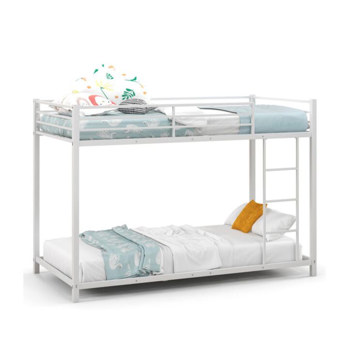 Hivvago Low Profile Twin Over Twin Metal Bunk Bed with Full-length Guardrails