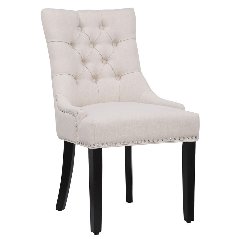 WestinTrends Upholstered Wingback Button Tufted Dining Chair (Set of 2)