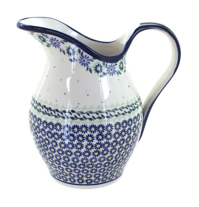 Blue Rose Polish Pottery Jungle Flower Pitcher