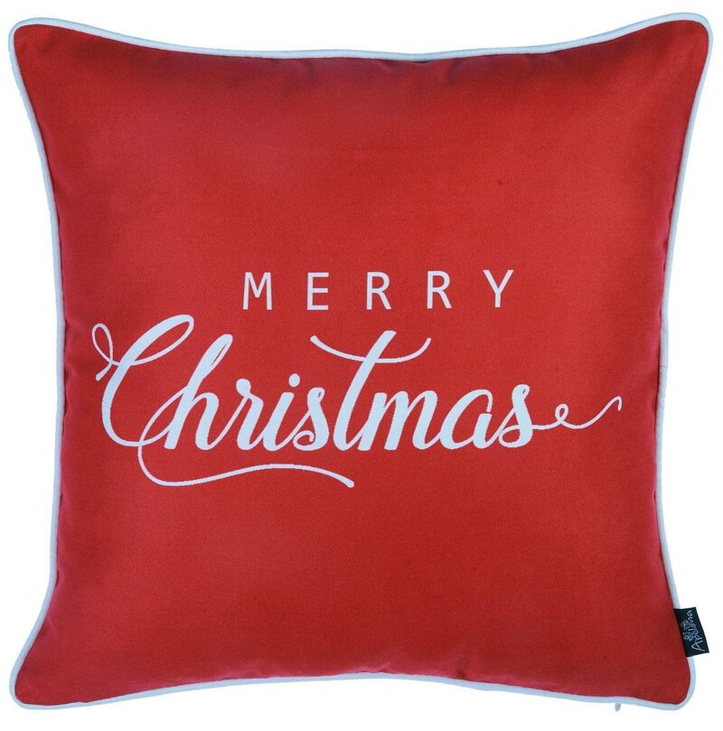 Homezia Set Of Four 18" X 18" Red Zippered Polyester Christmas Snowflakes Throw Pillow