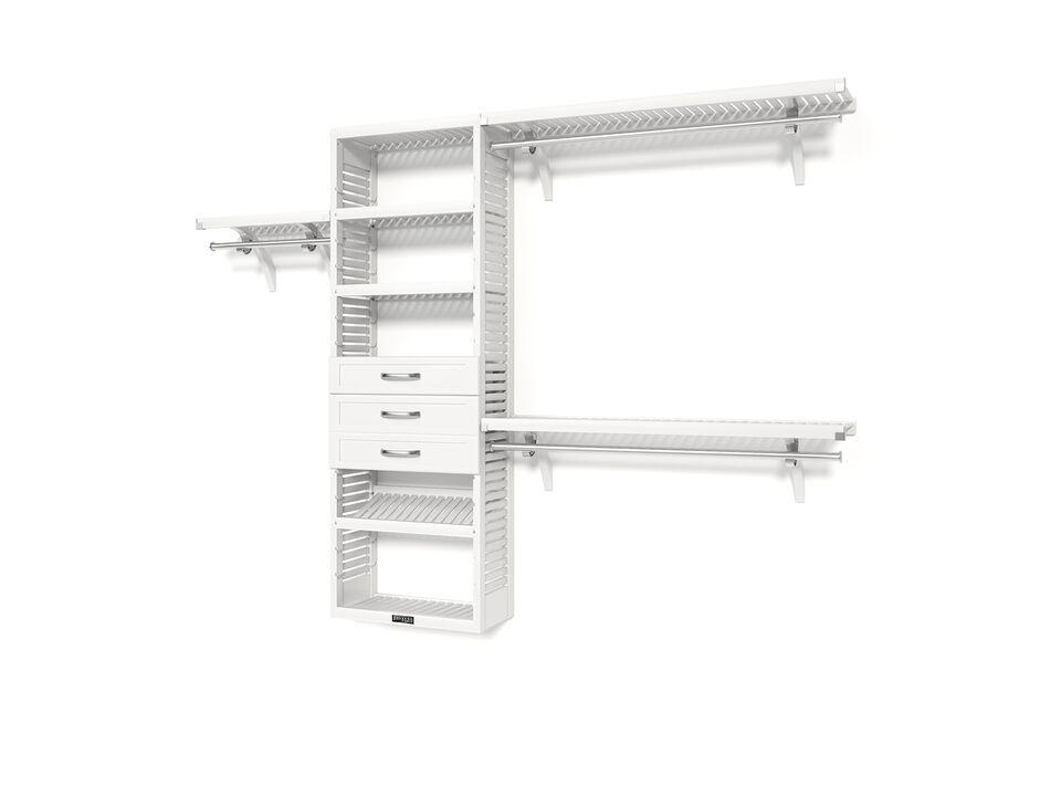 Solid Wood Reach-In Closet Organizer with 3 Shaker Style Drawers