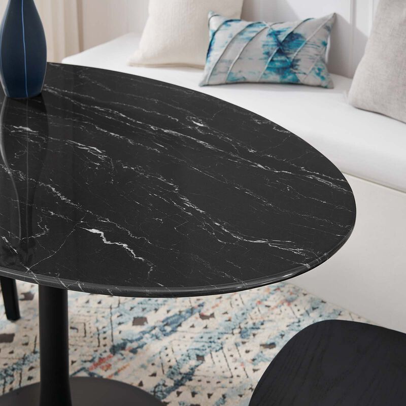 Modway - Lippa 54" Oval Artificial Marble Dining Table Black Black