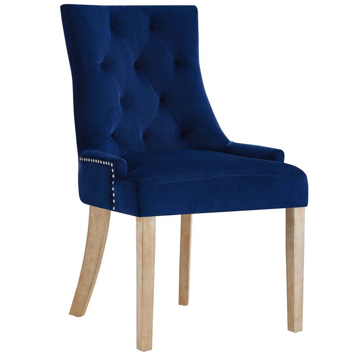 Modway Ponder Mid-Century Modern Four Dining Chair with Performance Velvet in Navy