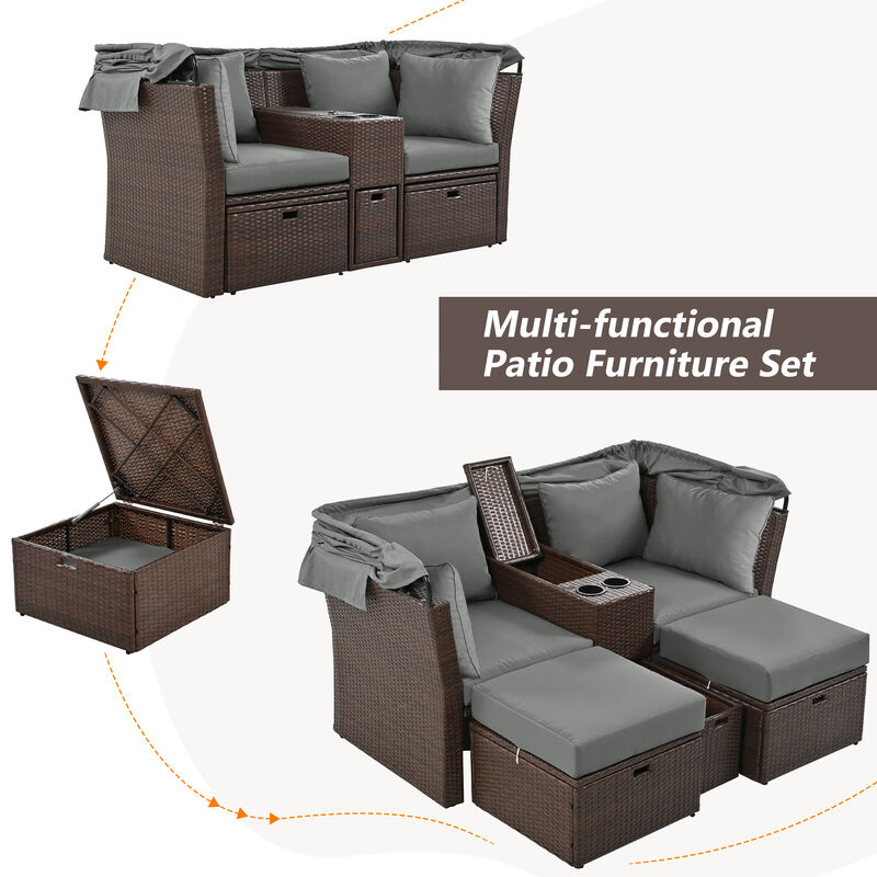 Merax Outdoor Double Daybed Loveseat Sofa Set