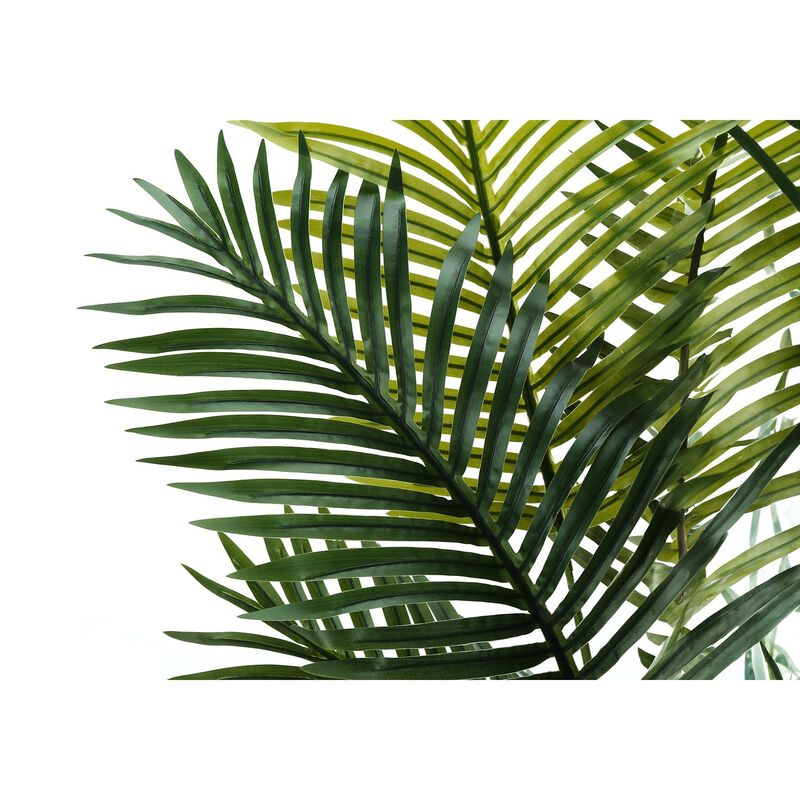 Monarch Specialties I 9536 - Artificial Plant, 57" Tall, Palm Tree, Indoor, Faux, Fake, Floor, Greenery, Potted, Real Touch, Decorative, Green Leaves, Black Pot