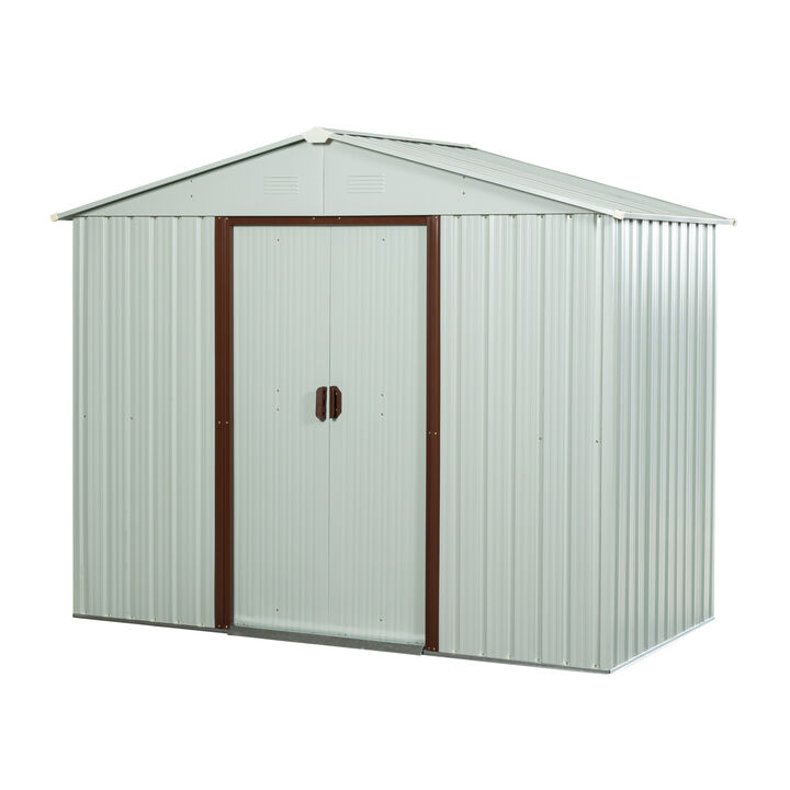 Hivvago 8ft x 4ft Outdoor Metal Garden Storage Shed with Lockable Sliding Door