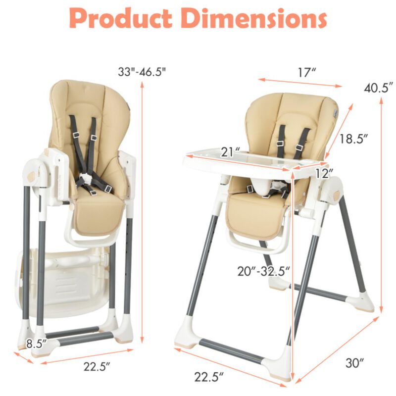 Hivvago Foldable Baby High Chair with Double Removable Trays and Book Holder