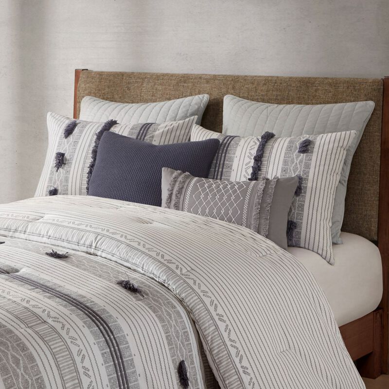 Gracie Mills Belinda Serene Stripe 3-Piece Cotton Comforter Set
