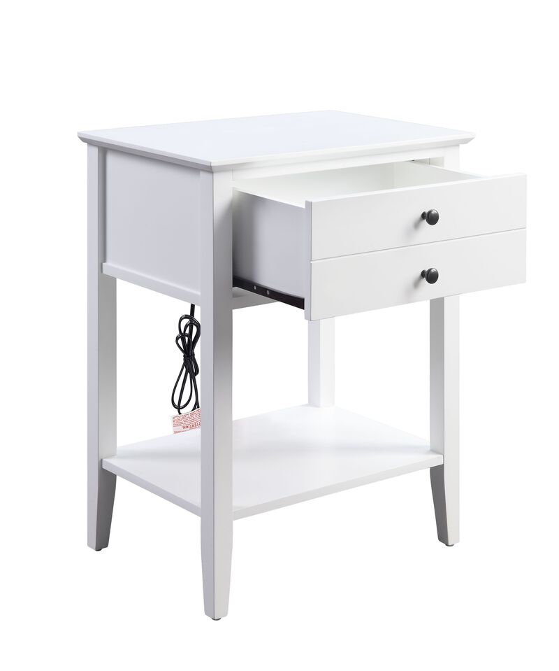 Grardor Side Table (USB Charging Dock), White