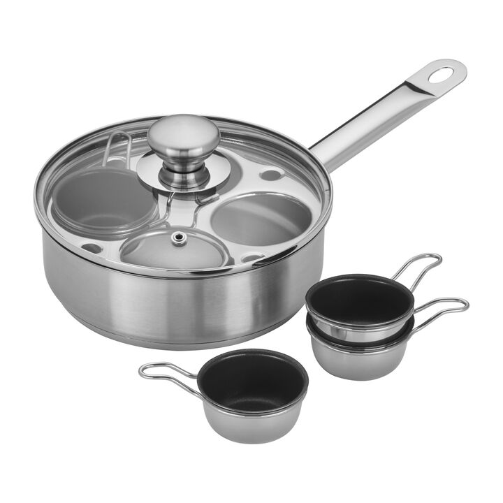 Demeyere Resto 4-cup Stainless Steel Egg Poacher Set