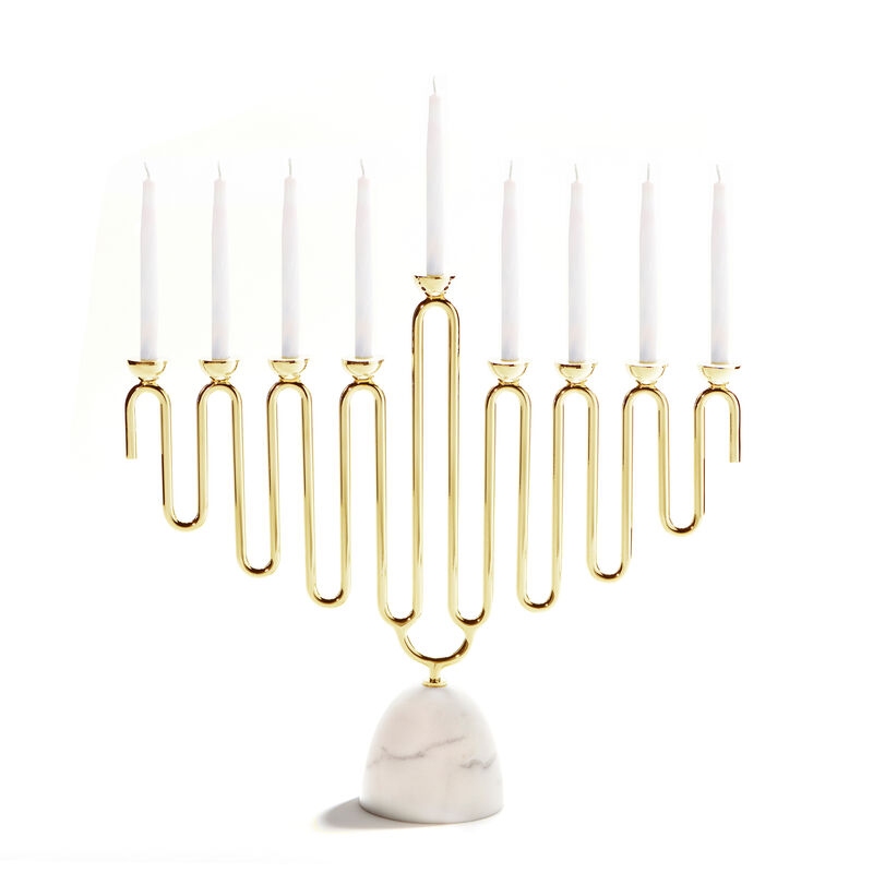 Coluna Menorah, Marble & Gold