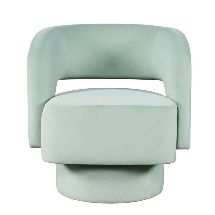Jofran Mid-Century Modern Upholstered Split-Back Curved Sculpture Swivel Accent Chair