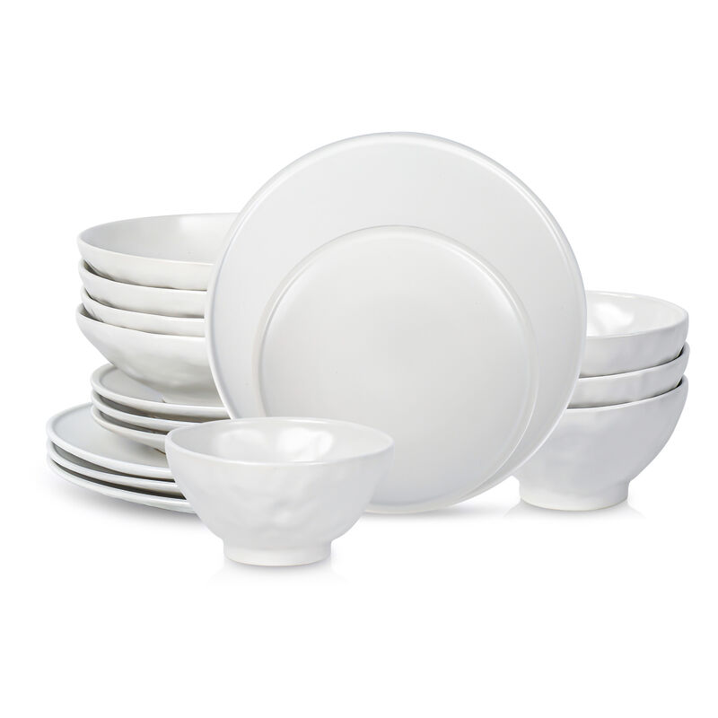 Stone by Mercer Project NENDO Stoneware 16 Piece Dinnerware Set, White