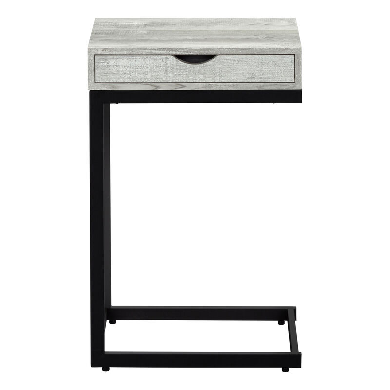 Monarch Specialties I 3407 Accent Table, C-shaped, End, Side, Snack, Storage Drawer, Living Room, Bedroom, Metal, Laminate, Grey, Black, Contemporary, Modern