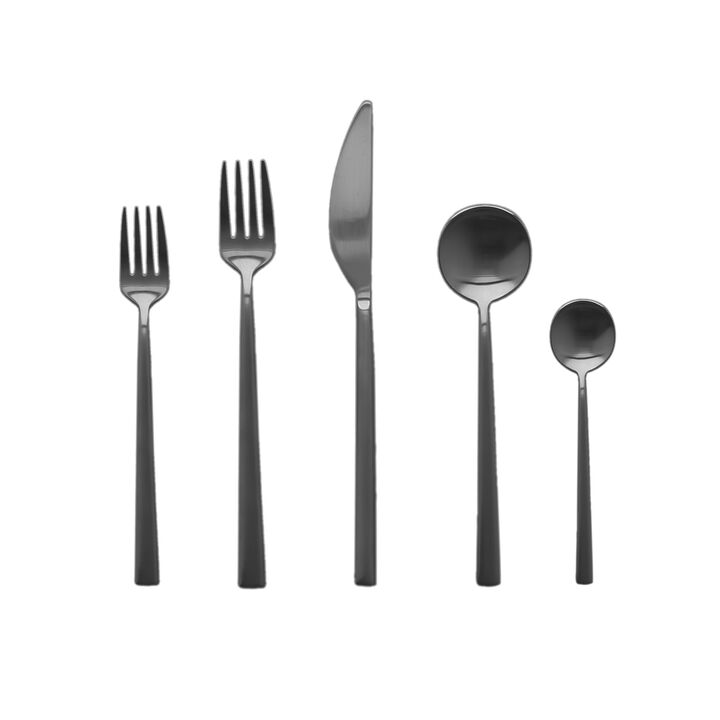 Movida 5-Piece Flatware Set in Ice Black Gold