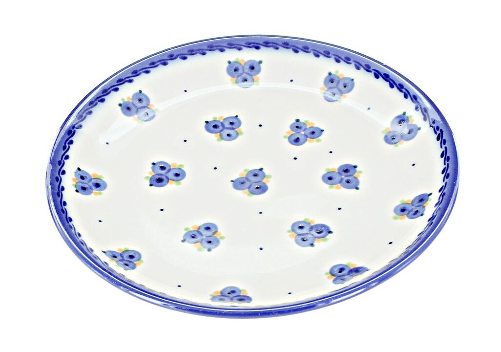 Blue Rose Polish Pottery Enchanted Garden Dessert Plate