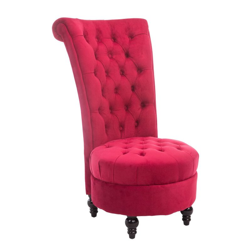 Crimson Throne: Retro High-Back Accent Chair with Button-Tufted Royal Design