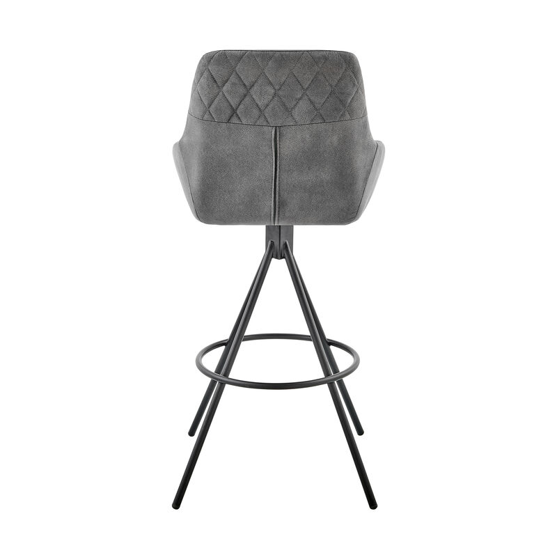Odessa  Counter Height Bar Stool in Charcoal Fabric and Black Finish