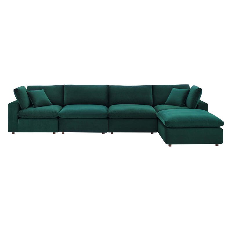 Commix Down Filled Overstuffed Performance Velvet 5-Piece Sectional Sofa