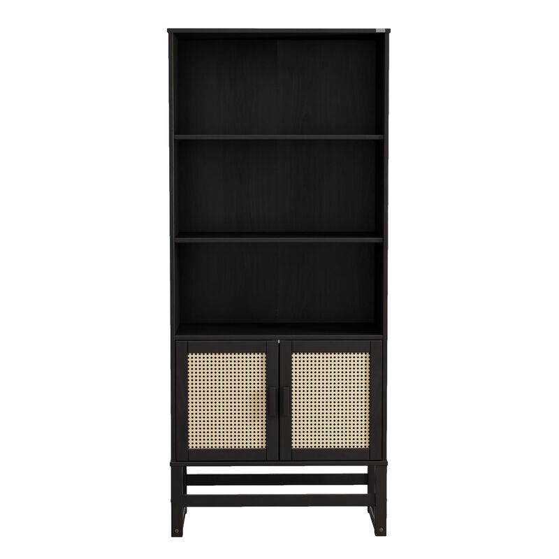 Talo Scandinavian Tall 3 Shelf Wooden Bookcase with Closed Storage