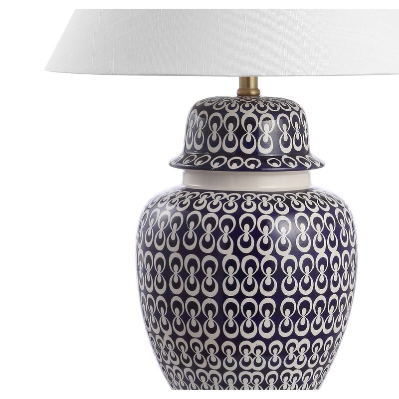 Tegola 28.5" Ceramic/Iron Coastal Modern LED Table Lamp,Navy