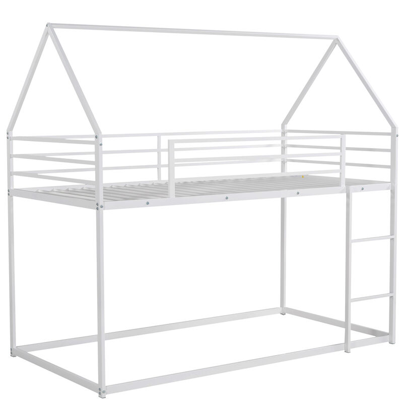 Twin over Twin House Bunk Bed with Built-in Ladder