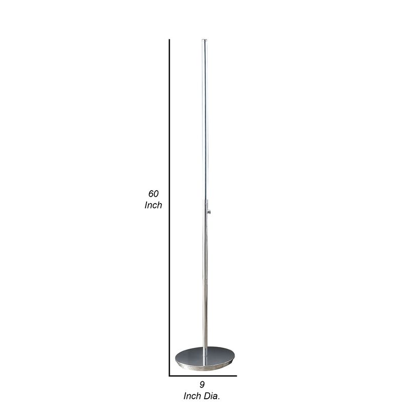 Fizo 60 Inch Floor Lamp, LED Light, Metal Base with Touch Switch, Chrome-Benzara