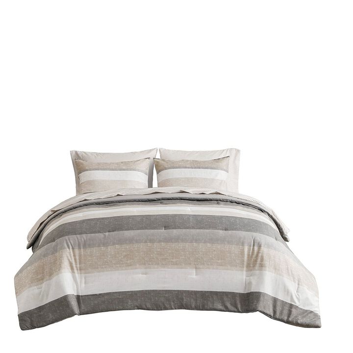 Gracie Mills Ware Striped Comforter Set with Bed Sheets