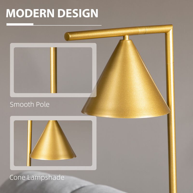 Gold Standing Light: Modern Floor Lamp with Adjustable Head