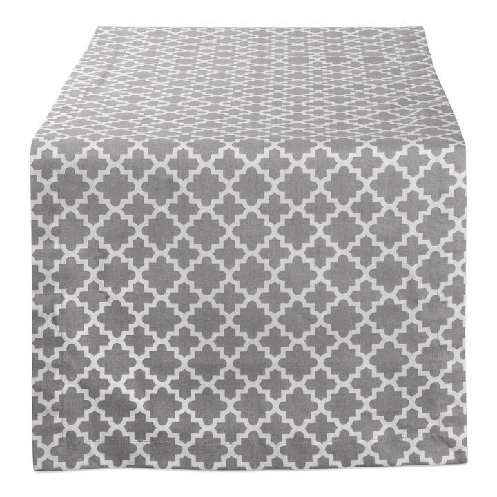 108" Gray Lattice Table Runner