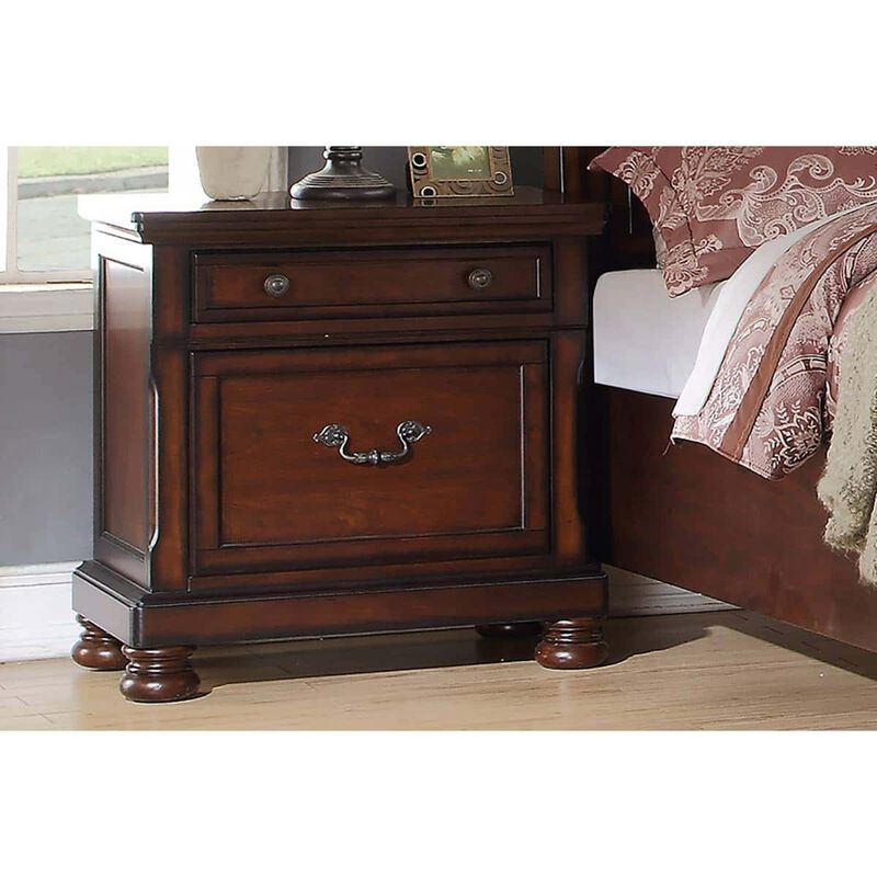 Traditional Formal Look Cherry Finish 1 Piece Nightstand Storage Space Bedside Table Plywood