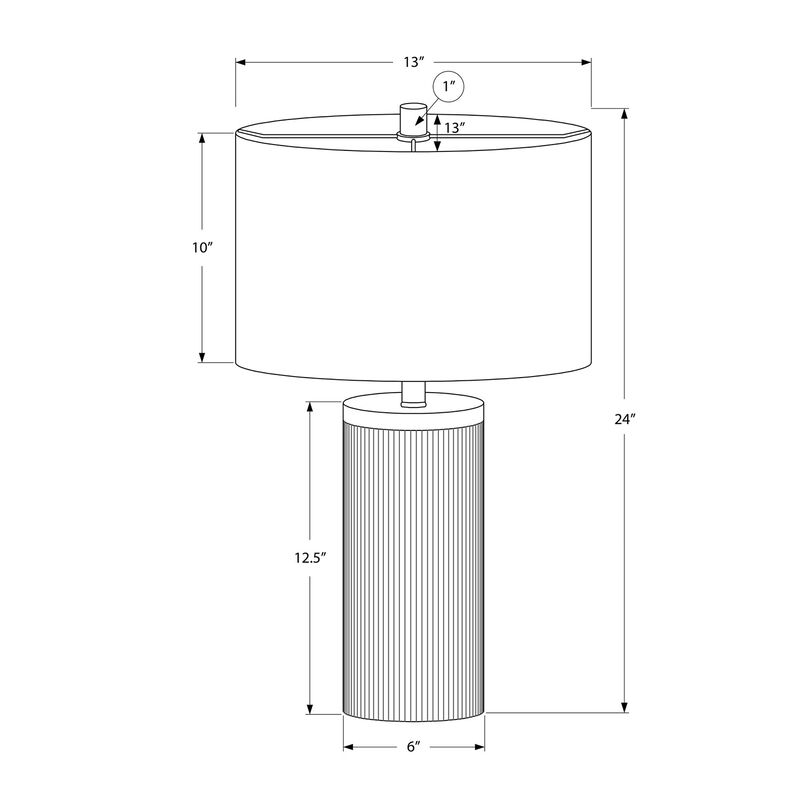 Monarch Specialties I 9710 - Lighting, 24"H, Table Lamp, Black Concrete, Ivory / Cream Shade, Modern