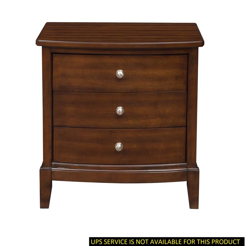 Dark Cherry Finish 1pc Nightstand of 3x Drawers Satin Nickel Tone Knobs Transitional Style Bedroom Furniture
