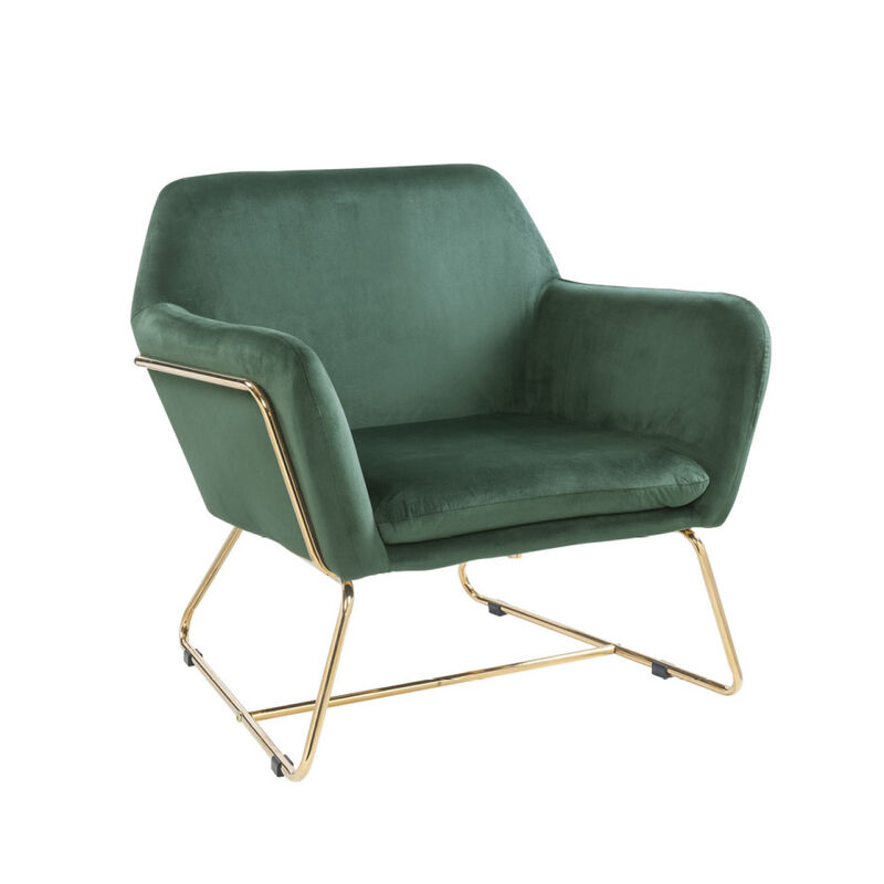 Keira Velvet Accent Chair With Metal Base