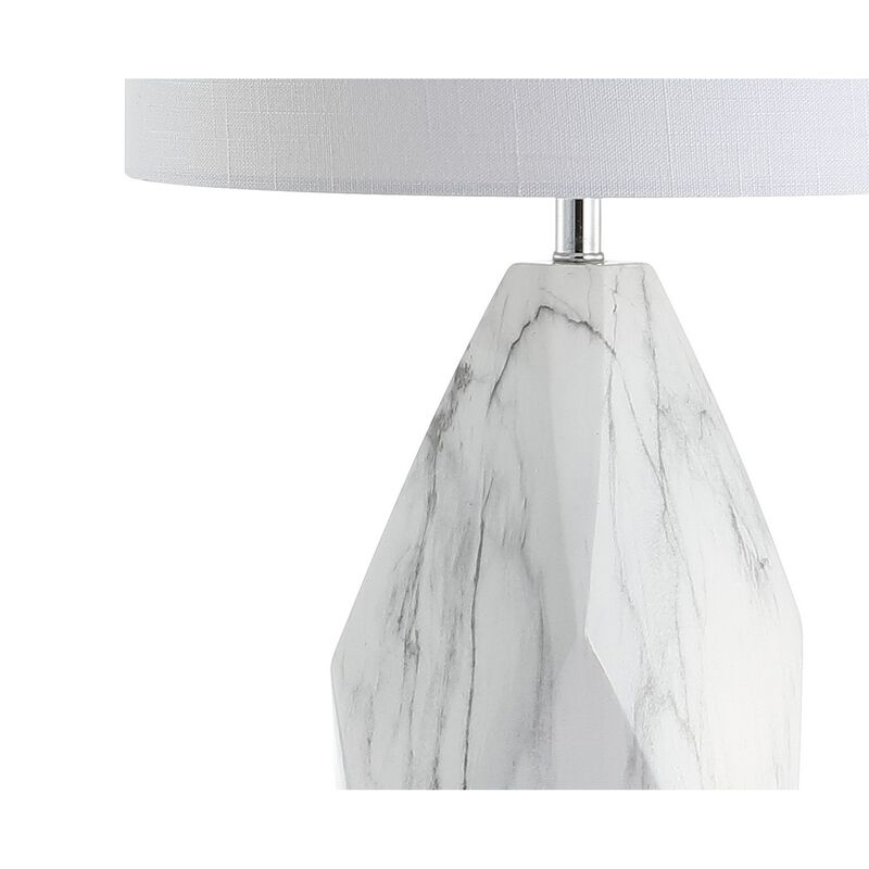 Oslo 25.5" Ceramic Marble/Crystal LED Table Lamp, White