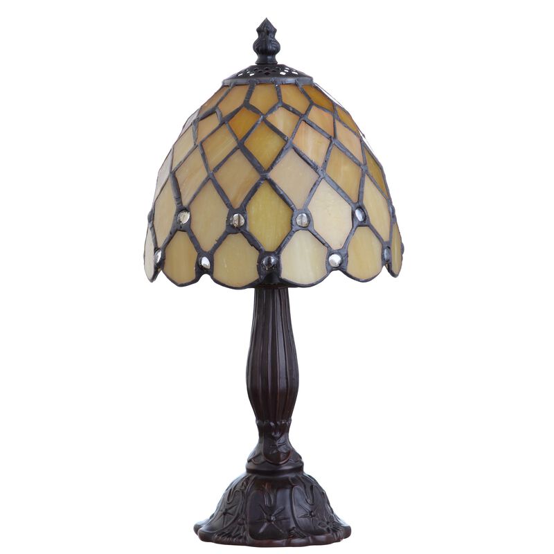 Campbell Tiffany-Style 12.5" LED Table Lamp, Bronze