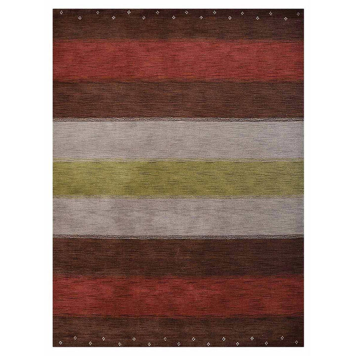 RUGSOTIC CARPETS HAND KNOTTED LOOM WOOL ECO-FRIENDLY AREA RUGS  - 6'7''x9'10'', Rectangle, Brown Silver Color, Contemporary Design, High Pile Handmade Anti Skid Rugs for Living Room (L00A98)
