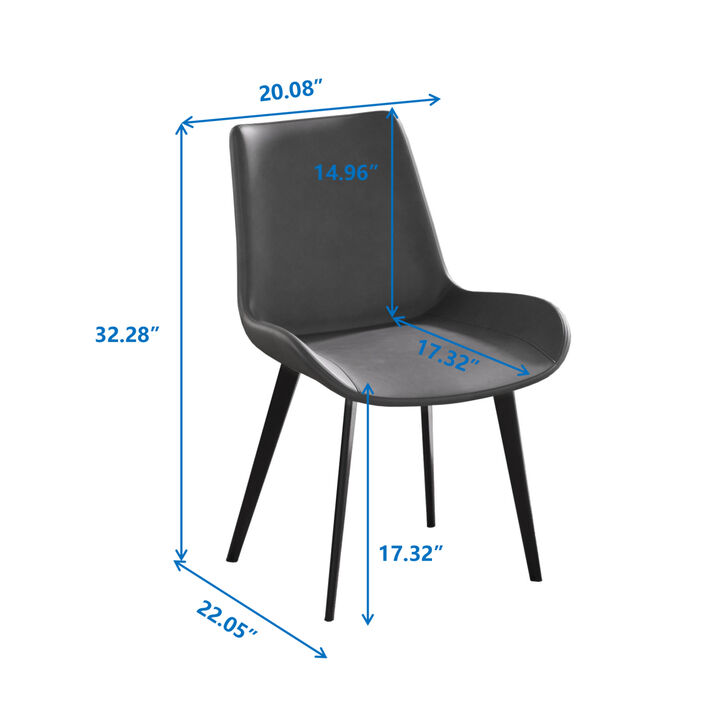 Modern Dining Chair Living Room Black Metal Leg Dining Chair-Grey-4 pcs/ctn