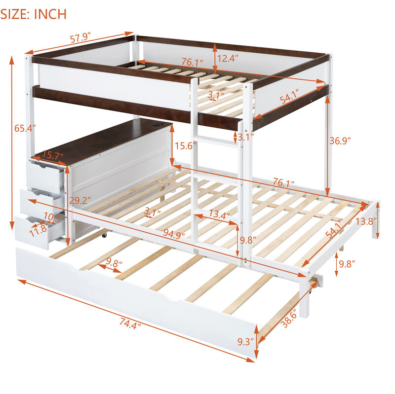 Merax  Bunk Bed with Trundle and Desk