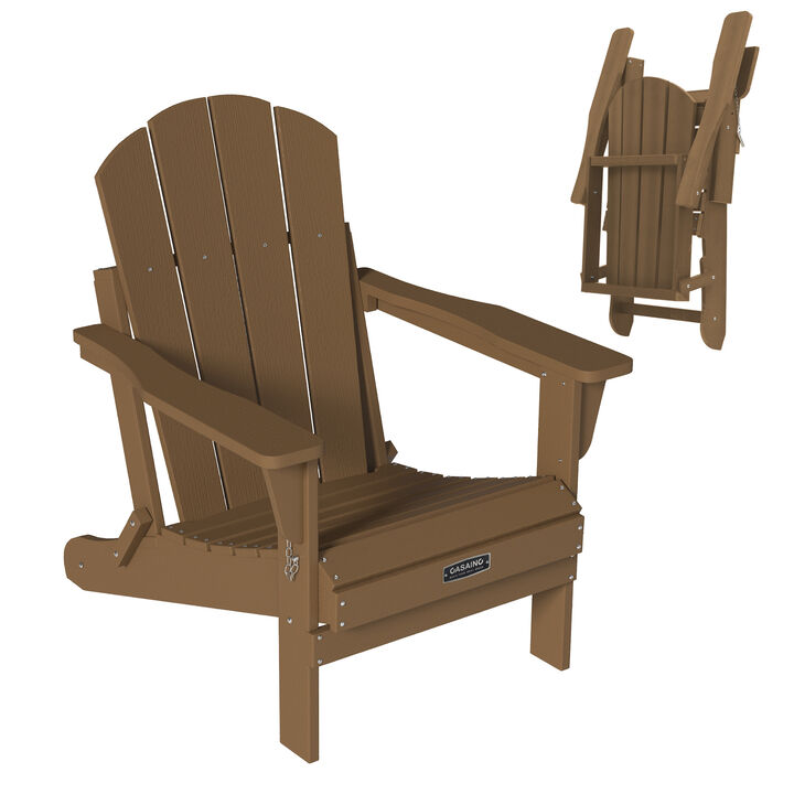 Mondawe Patio Foldable Adirondack Chair with Wide Armrests and High Weight Capacity All-Weather