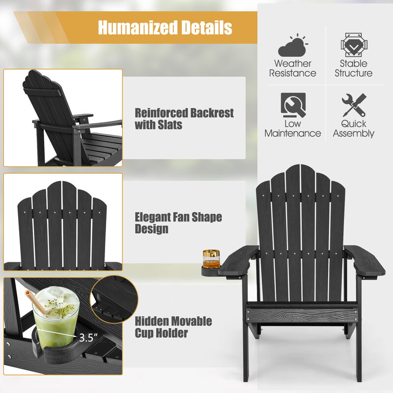 Weather Resistant HIPS Outdoor Adirondack Chair with Cup Holder